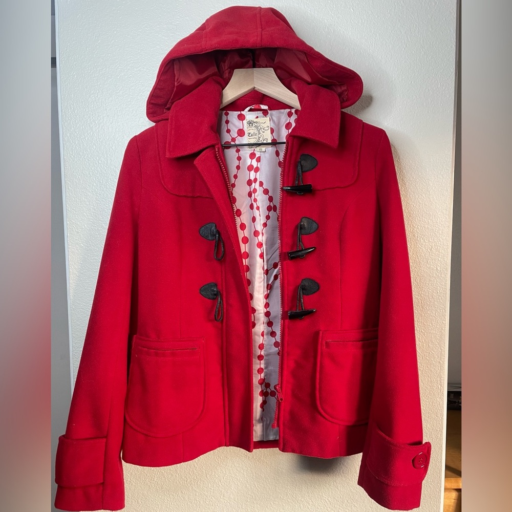 Tulle Womens Hooded Coat Red Small